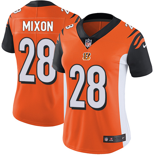 Womens NFL Cincinnati Bengals #28 Mixon Orange Vapor Limited Jersey