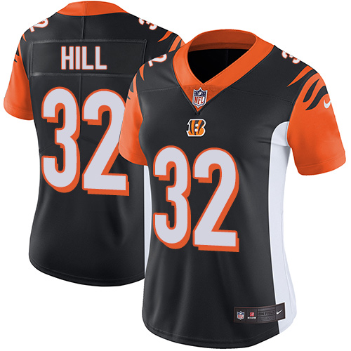 Womens NFL Cincinnati Bengals #32 Hill Black Vapor Limited Jersey