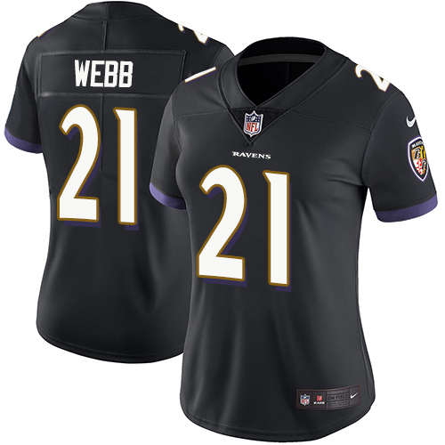 Womens NFL Baltimore Ravens #21 Webb Black Vapor Limited Jersey