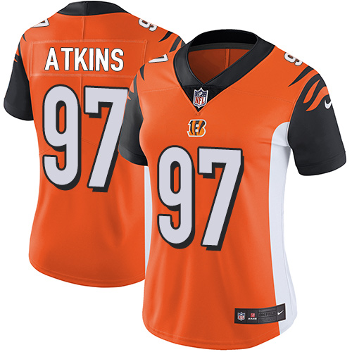 Womens NFL Cincinnati Bengals #97 Atkins Orange Vapor Limited Jersey