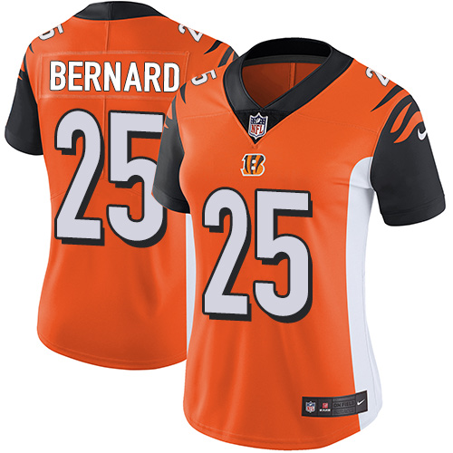 Womens NFL Cincinnati Bengals #25 Bernard Orange Vapor Limited Jersey