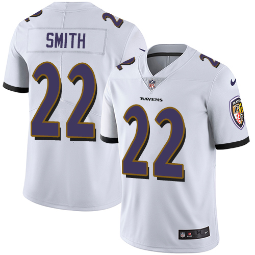 NFL Baltimore Ravens #22 Smith White Vapor Limited Jersey