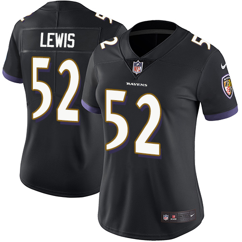 Womens NFL Baltimore Ravens #52 Lewis Black Vapor Limited Jersey