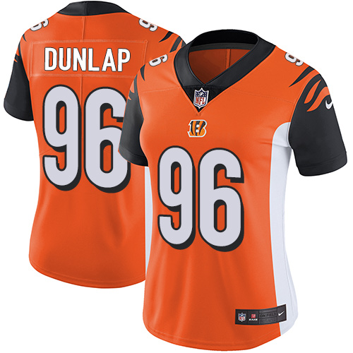 Womens NFL Cincinnati Bengals #96 Dunlap Orange Vapor Limited Jersey