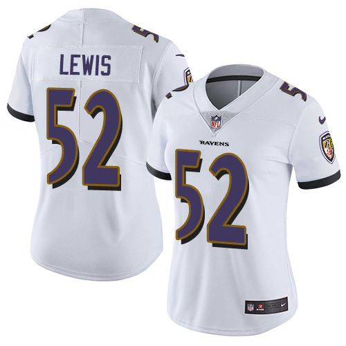 Womens NFL Baltimore Ravens #52 Lewis White Vapor Limited Jersey