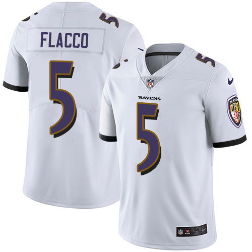 NFL Baltimore Ravens #5 Flacco White Vapor Limited Jersey