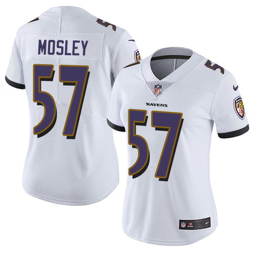 Womens NFL Baltimore Ravens #57 Mosley White Vapor Limited Jersey