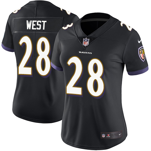 Womens NFL Baltimore Ravens #28 West Black Vapor Limited Jersey