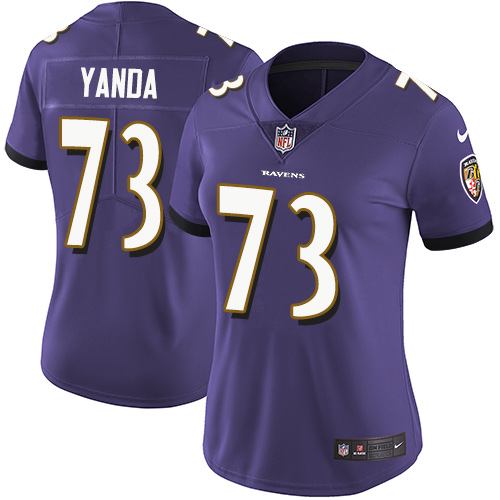 Womens NFL Baltimore Ravens #73 Yanda Purple Vapor Limited Jersey