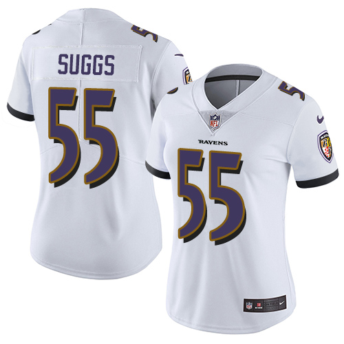 Womens NFL Baltimore Ravens #55 Suggs White Vapor Limited Jersey