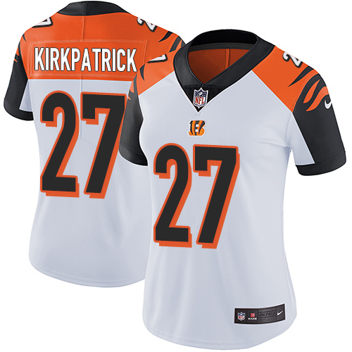 Womens NFL Cincinnati Bengals #27 Kirkpatrick White Vapor Limited Jersey