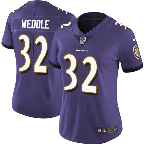 Womens NFL Baltimore Ravens #32 Weddle Purple Vapor Limited Jersey