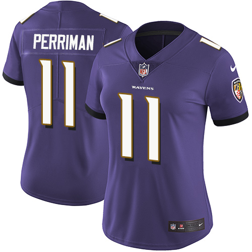 Womens NFL Baltimore Ravens #11 Perriman Purple Vapor Limited Jersey