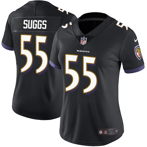Womens NFL Baltimore Ravens #55 Suggs Black Vapor Limited Jersey