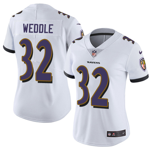 Womens NFL Baltimore Ravens #32 Weddle White Vapor Limited Jersey