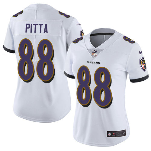 Womens NFL Baltimore Ravens #88 Pitta White Vapor Limited Jersey