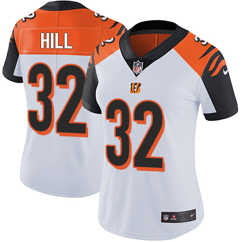 Womens NFL Cincinnati Bengals #32 Hill White Vapor Limited Jersey