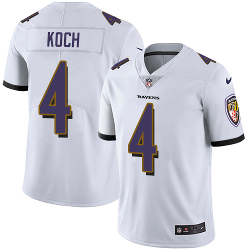 NFL Baltimore Ravens #4 Koch White Vapor Limited Jersey