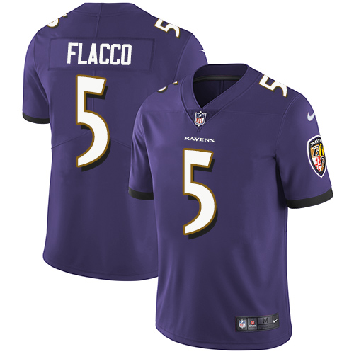 NFL Baltimore Ravens #5 Flacco Purple Vapor Limited Jersey