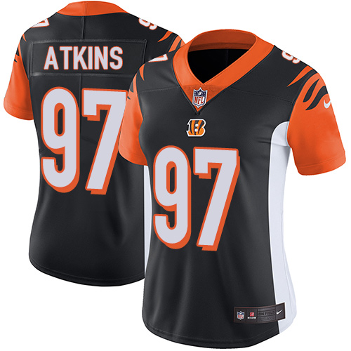Womens NFL Cincinnati Bengals #97 Atkins Black Vapor Limited Jersey