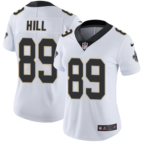 Womens NFL New Orleans Saints #89 Hill White Vapor Limited Jersey
