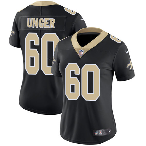Womens NFL New Orleans Saints #60 Unger Black Vapor Limited Jersey