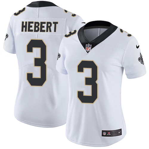 Womens NFL New Orleans Saints #3 Hebert White Vapor Limited Jersey
