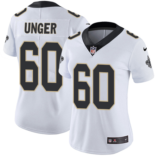 Womens NFL New Orleans Saints #60 Unger White Vapor Limited Jersey