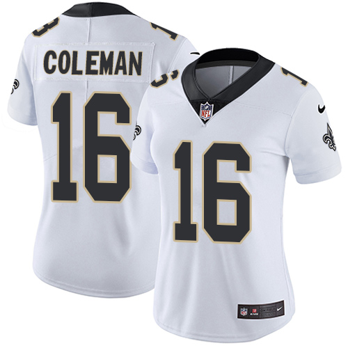 Womens NFL New Orleans Saints #16 Coleman White Vapor Limited Jersey