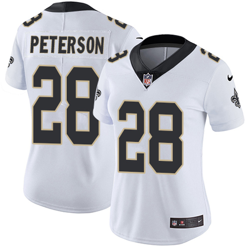 Womens NFL New Orleans Saints #28 Peterson White Vapor Limited Jersey