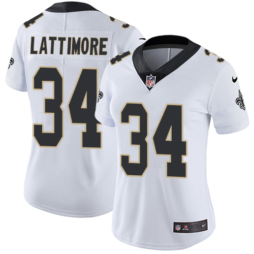 Womens NFL New Orleans Saints #34 Lattimore White Vapor Limited Jersey