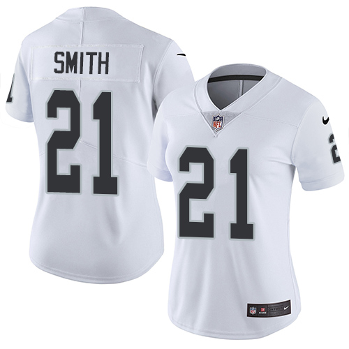 Womens NFL Oakland Raiders #21 Smith White Vapor Limited Jersey