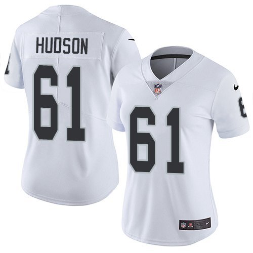 Womens NFL Oakland Raiders #61 Hudson White Vapor Limited Jersey