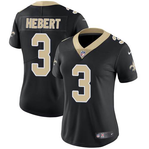 Womens NFL New Orleans Saints #3 Hebert Black Vapor Limited Jersey