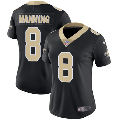 Womens NFL New Orleans Saints #8 Manning Black Vapor Limited Jersey