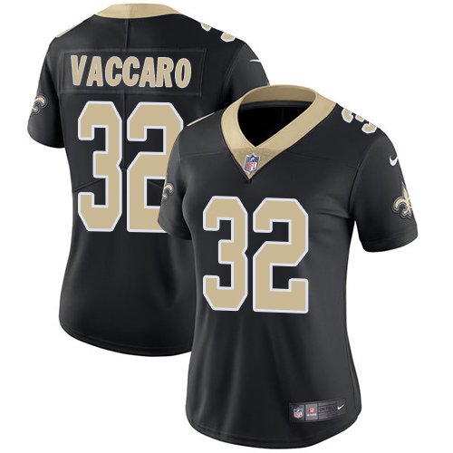 Womens NFL New Orleans Saints #32 Vaccaro Black Vapor Limited Jersey