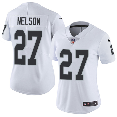 Womens NFL Oakland Raiders #27 Nelson White Vapor Limited Jersey