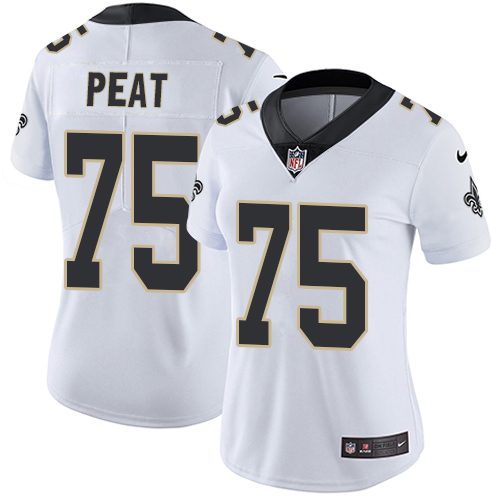 Womens NFL New Orleans Saints #75 Peat White Vapor Limited Jersey