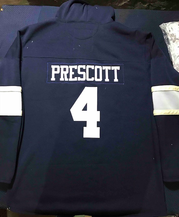 NFL Dallas Cowboys #4 Prescott Blue Personalized Hoodie