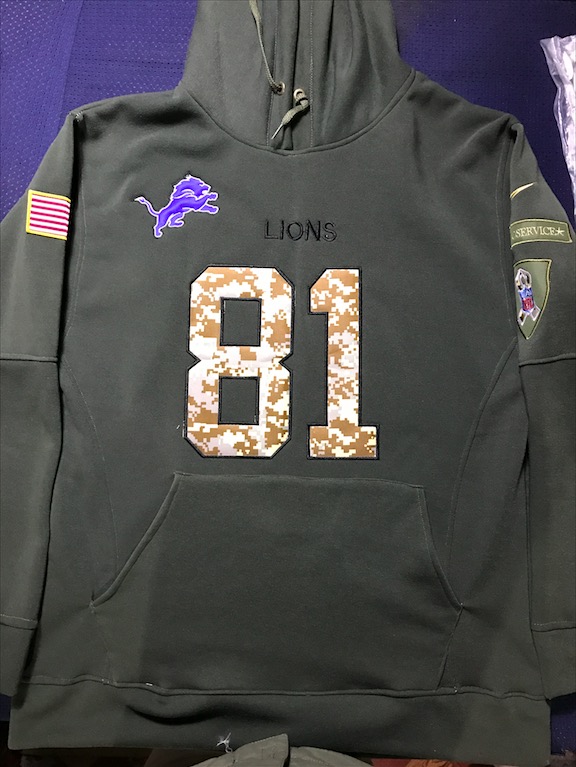 NFL Detriot Lions #81 Johnson Salute to Service Hoodie