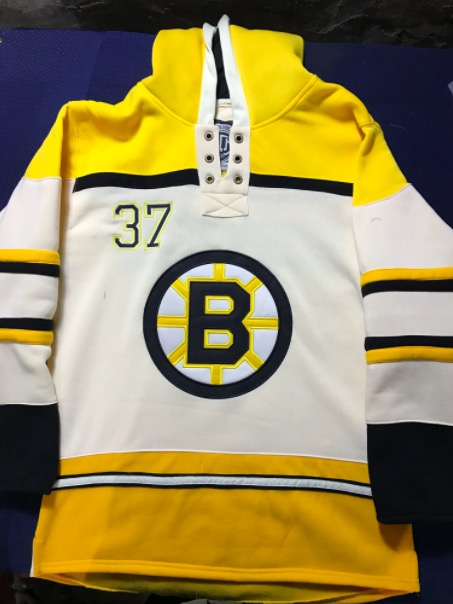 NHL Boston Bruins #37 Bergeron Personalized White Hoodie 