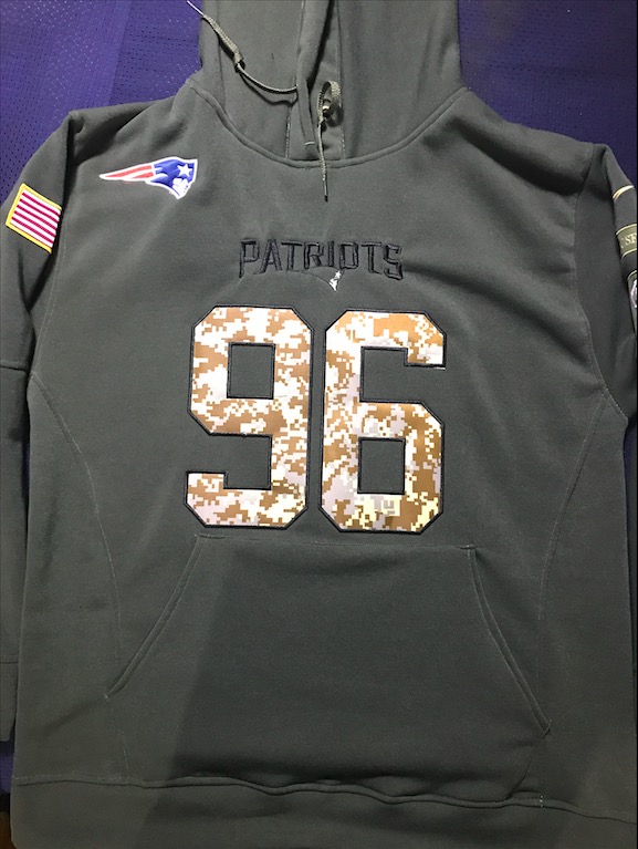 NFL New England Patriots #96 Jay GU Personalized Salute to Service Hoodie