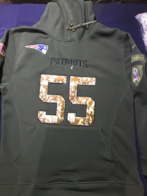 NFL New England Patriots #55 Han Personalized Salute to Service Hoodie