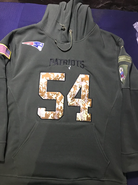 NFL New England Patriots #54 Zhuzhu Personalized Salute to Service Hoodie
