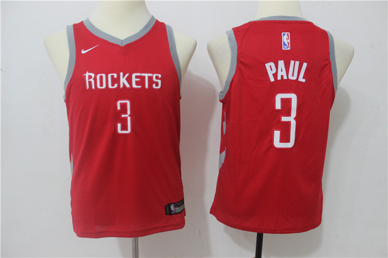 Kids NBA Houston Rockets #3 Paul Red Jersey