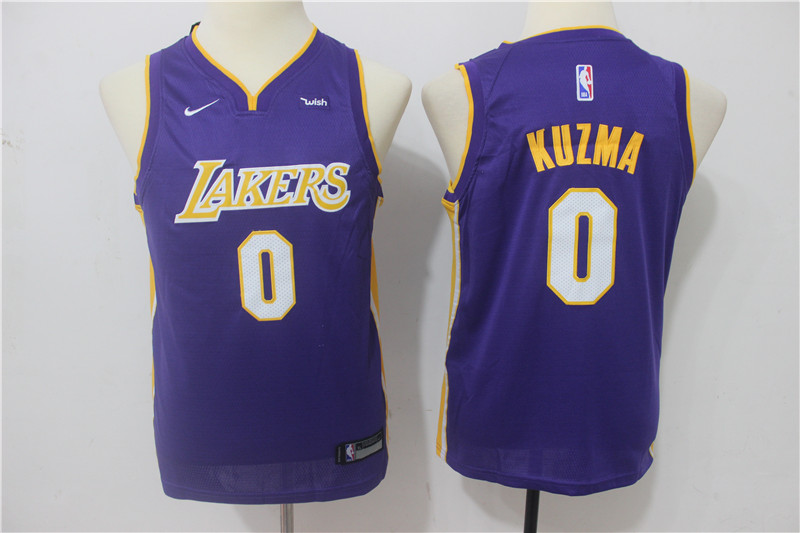 Kids NBA Los Angeles Lakers #0 Kuzma Purple Jersey