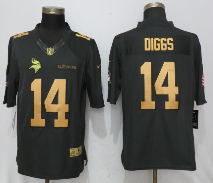 NFL Minnesota Vikings #14 Diggs Gold Salute To Service Limited Jersey