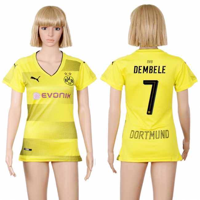 2017 Soccer Dortmund #7 Dembele Home Women Jersey