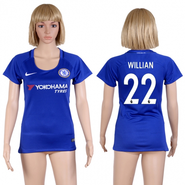 2017 Soccer Chelsea #22 Willian Home Women Jersey
