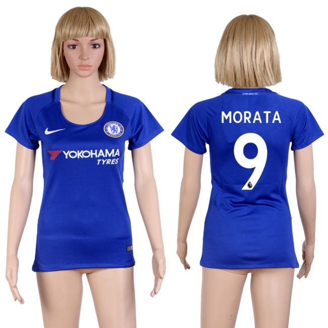2017 Soccer Chelsea #9 Morata Home Women Jersey
